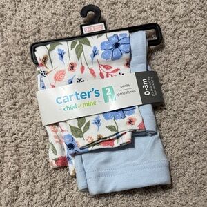 Carter's Floral and Light Blue Baby Pants Set
